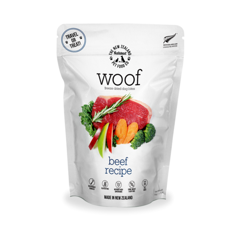 NZ Natural Pet Food Co. Freeze Dried Woof Beef 50g Edmonton Crunchy