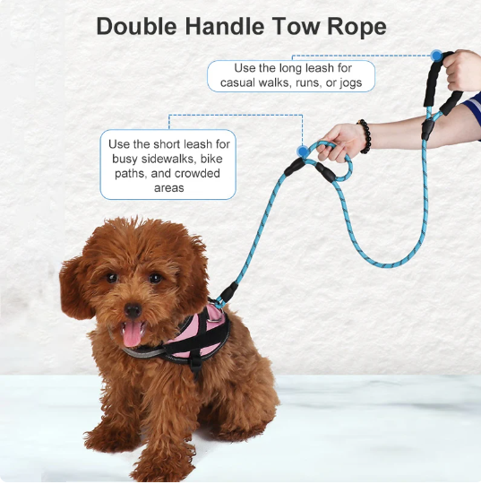 Reflective Rope Leash with Double Handle 6ft
