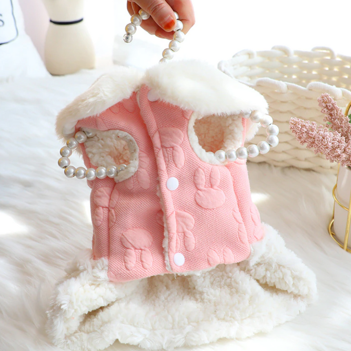 Faux Fur White & Pink Bunny Dress