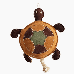 Vegan Leather Patchwork Turtle Chew Toy