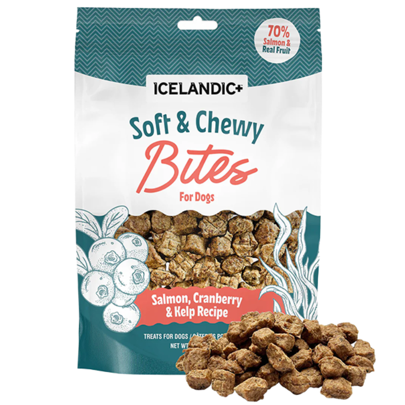 Icelandic+ Soft & Chewy Bites for Dogs Salmon, Cranberry, Kelp