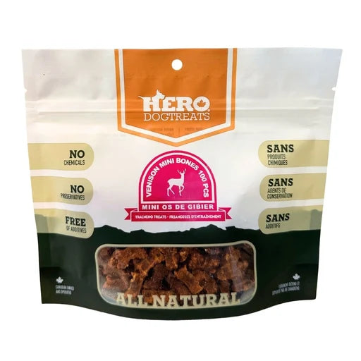 Hero Dog Treats Venison Mini Bones 100 pcs