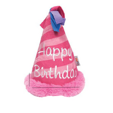 Birthday Hat Plush Dog Toy- Blue or Pink 