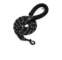 Reflective Rope Leash with Padded Handle Black