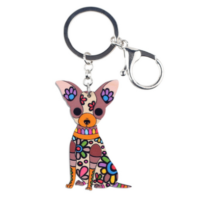 Flowers Chihuahua Keychains