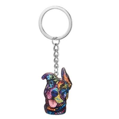 Colorful Happy Dog Keychain