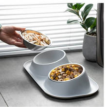 Double Feeder with Stainless Steel Bowls