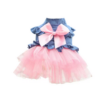 Denim Dress with Tulle Skirt