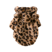 Faux Fur Leopard Hoodie w/Ears Coat