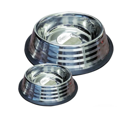 Nourish Stainless Steel Fashion Bowl Silver Stripe