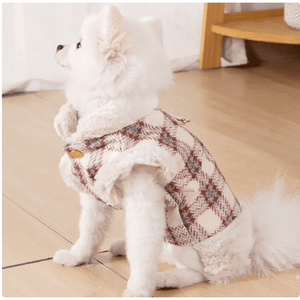 Cute Plaid Vest with Fur Trim