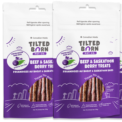 Tilted Barn (FarmFresh) Beef & Saskatoon Berry Treats - 100g of Soft Chewy Meaty Sticks