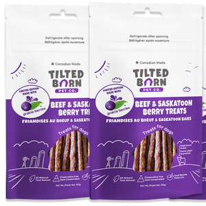 Tilted Barn (FarmFresh) Beef & Saskatoon Berry Treats - 100g of Soft Chewy Meaty Sticks