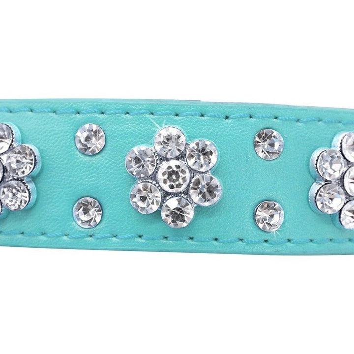 Leather Rhinestone Studded Collars 2.5cm Wide