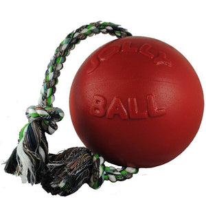 Jolly Pets Romp N Roll with Rope & Hard Plastic Ball Attached Fun Toy