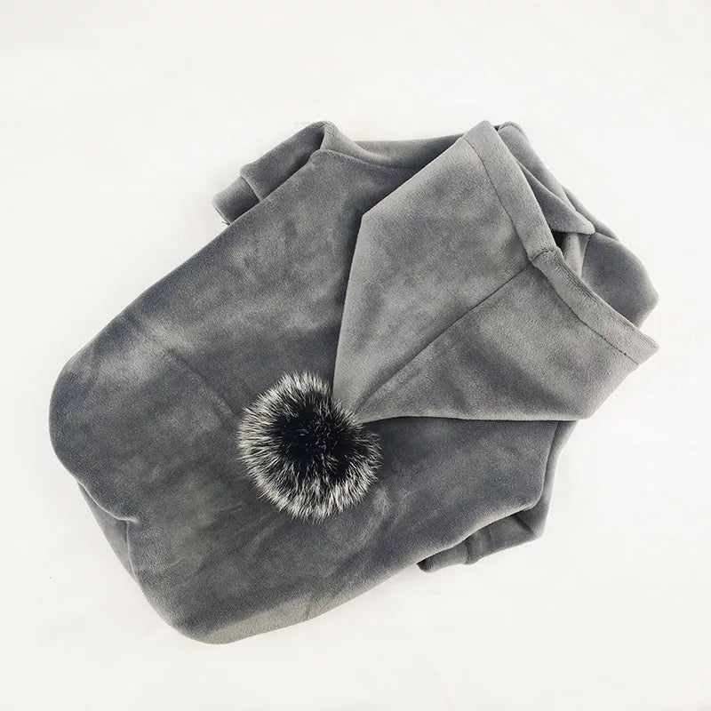 Plush Hoodie with PomPom Hood - Super Soft