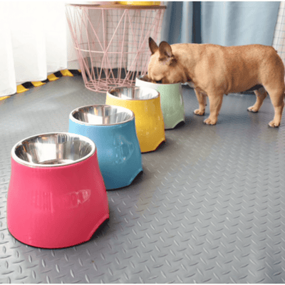 Designer Raised Stainless Steel Dog Bowl 19cmx12.5cmx14cm