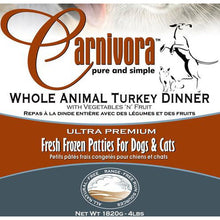 Carnivora Turkey Dinner w/Veggies & Fruit - 4LB or 25LB 8oz Patties