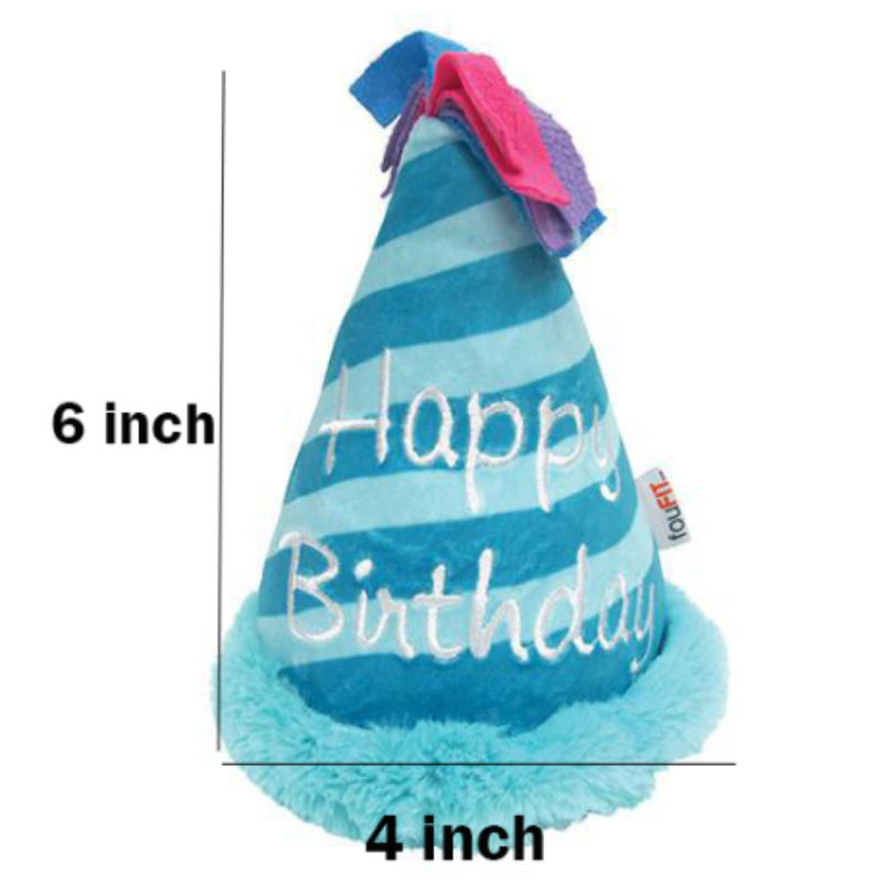 Birthday Hat Plush Dog Toy- Blue or Pink