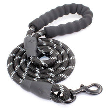 Reflective Rope Leash with Padded Handle Black