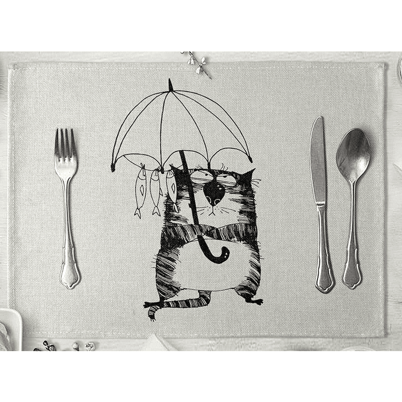 Placemat Cat with Umbrella 40 x 30cm Poochie Moochie Pet Store West