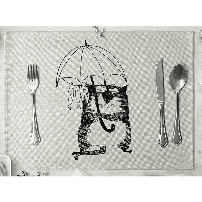 Placemat Cat with Umbrella - 40 x 30cm