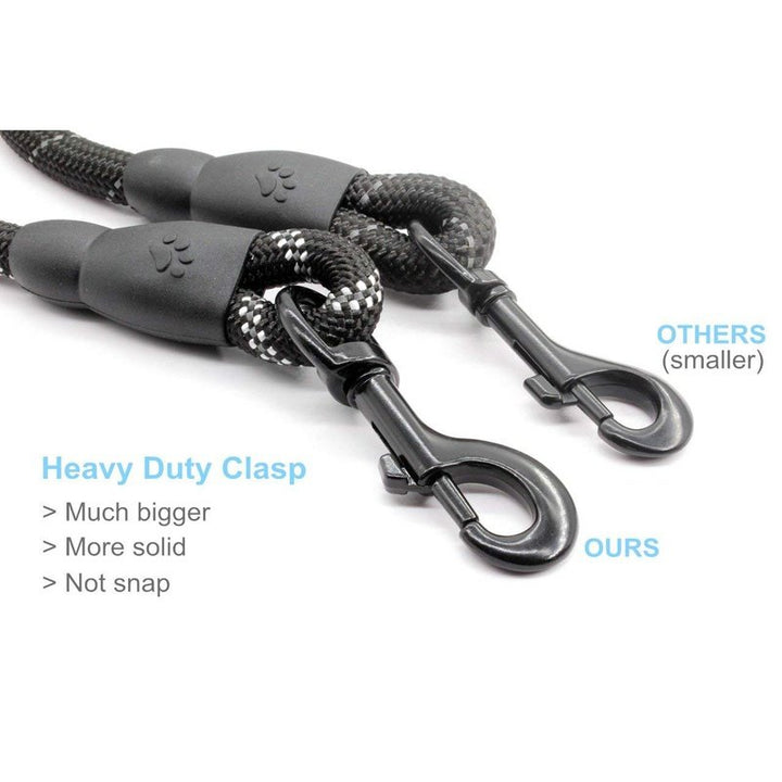 Reflective Rope Leash with Padded Handle Black