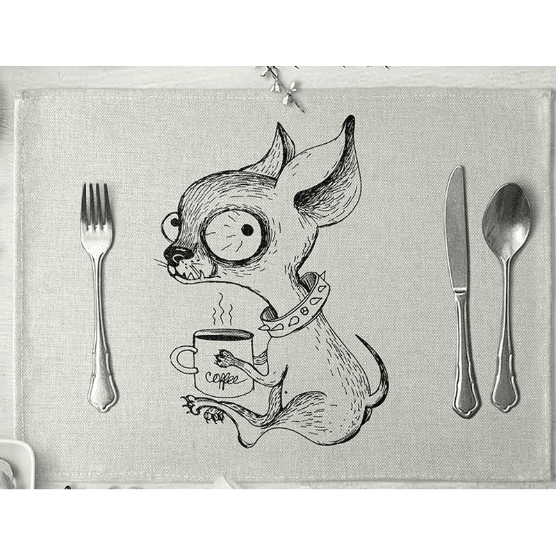 Placemat Dog with Coffee - 40 x 30cm