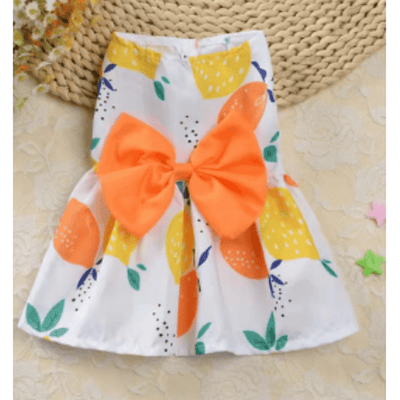 Large Fruit Print Dress w/Bow