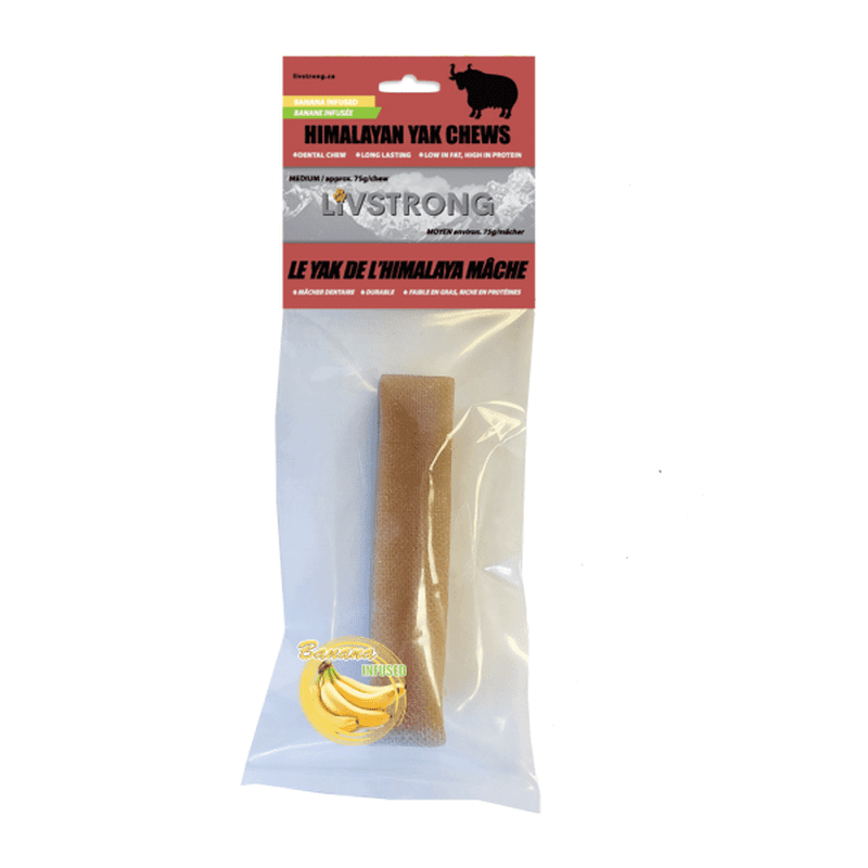 Livstrong Himalayan Yak Cheese Infused w Banana multiple sizes Poochie Moochie Pet Store West Edmonton