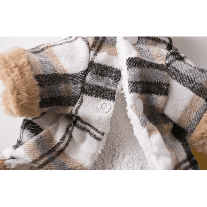 Wool Coat in Brown or Pink Plaid with Leash Hook