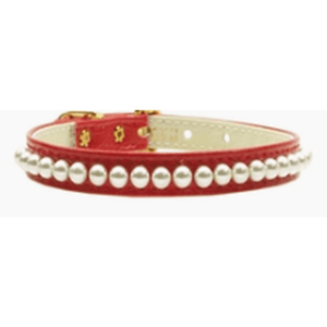 Mirage Pet 3/8" Pearl Collar for Small dogs - Red