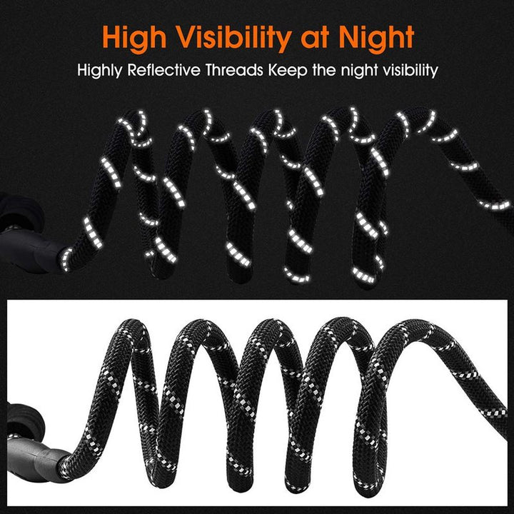 Reflective Rope Leash with Padded Handle Black