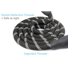 Reflective Rope Leash with Padded Handle Black