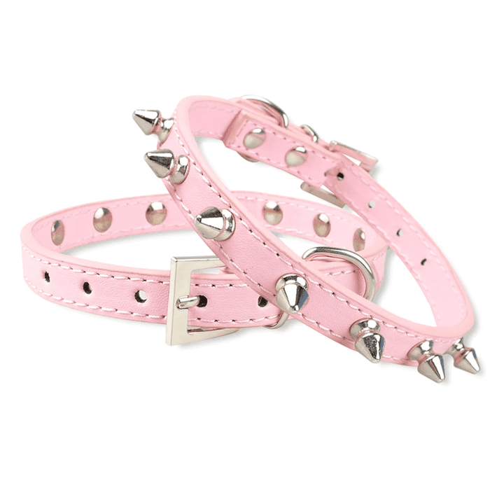 Leather Studded Spike Collars for Small Medium Dogs Poochie