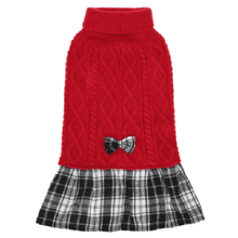 Sweater Dress Red with Black Checked Skirt