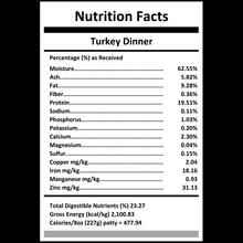 Carnivora Turkey Dinner w/Veggies & Fruit - 4LB or 25LB 8oz Patties